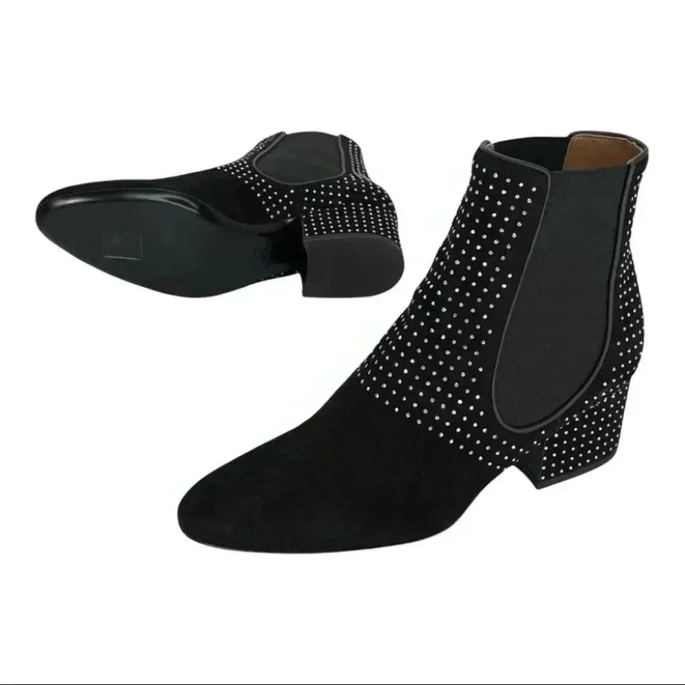 Laurence Dacade Rocco Black Suede Studded Womens Booties Size 7.5M EU 38.5 - Picture 16 of 16